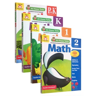 Evan-Moor At Home Tutor Math 家中导师系列 幼儿园小班至二年级 美国加州教辅 evanmoor原版进口少儿英语学习数学 加减兴趣提升