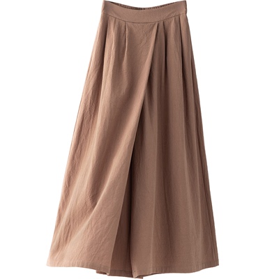 慵懒缝纯棉大摆裙裤不规则阔腿裤