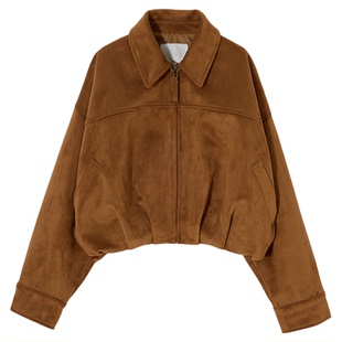 MOUSSY 2026早春新品复古休闲风捏褶小巧夹克外套女010JS230-0261