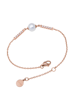 ins风镶钻玫瑰金珍珠手链女冷淡