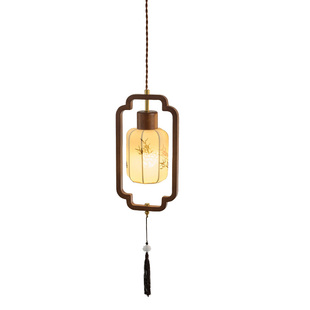 宋式美学卧室床头灯复古实木新中式过道走廊玄关吧台书房小吊灯