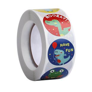 卡通封口贴礼品装饰贴儿童贴纸包装不干胶圆形贴画纸奖励幼儿园小红花粘贴纸动物小贴画小朋友星星装饰萌图案