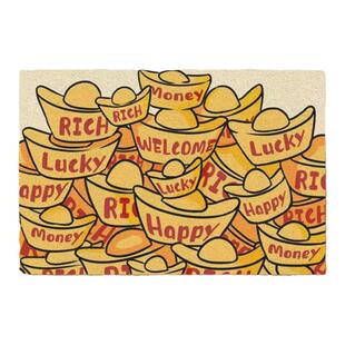 入户地垫国潮金元宝发财玄关耐磨可裁剪丝圈脚垫除尘进门门垫大门
