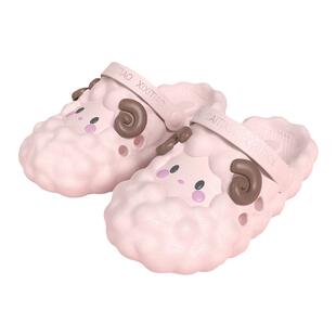 细细条 可爱小羊儿童洞洞鞋女夏季外穿踩屎感eva少女心亲子凉拖鞋