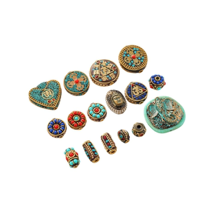 尼泊尔珠藏式贴花印巴掐丝复古隔珠diy手工编绳挂件手链饰品配件