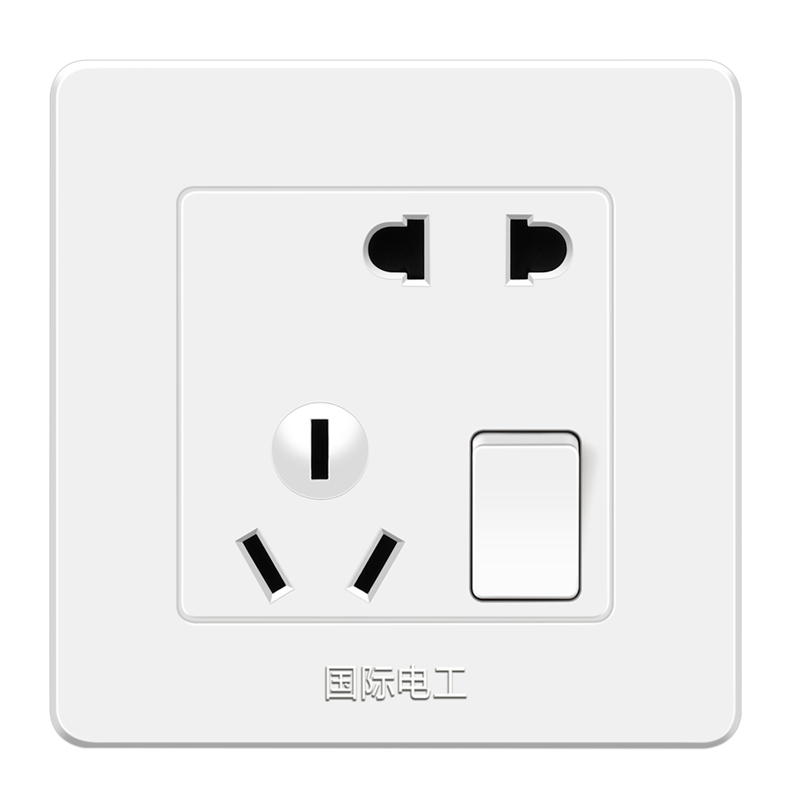 TEP国际电工86型家用墙壁单开单控1开错位5六孔五孔三三插16A暗装