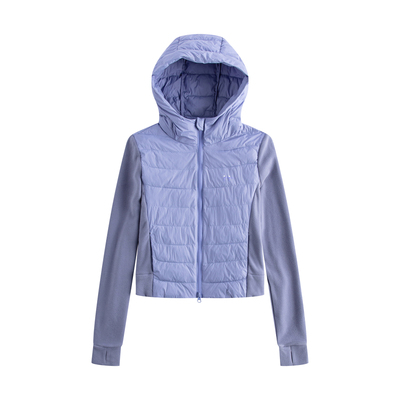 riverstone plus 连帽拼接立领短款棉服女冬季撞色双拉链面包服