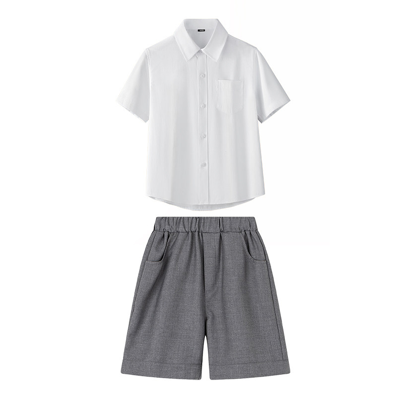 六一儿童演出服男女童学院风校服夏季白色短袖衬衫朗诵套装合唱服