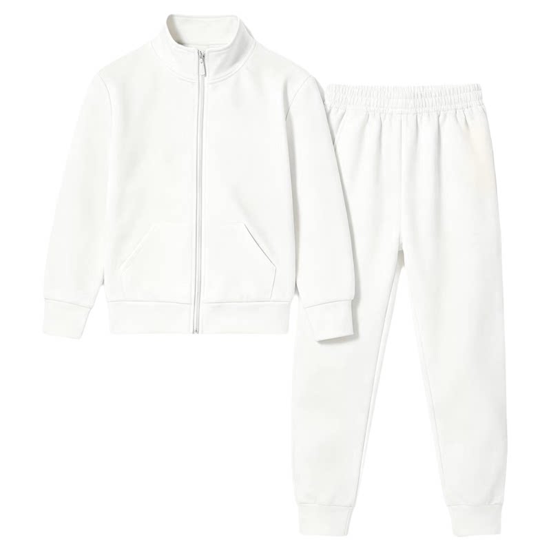 男童女童学生白色运动二件套班服
