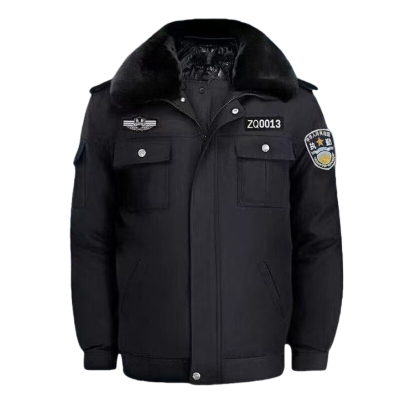 保安服冬季加厚棉服黑色多功能防寒大衣秋冬季物业安保物业制服男