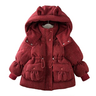 女童羽绒棉服2026新款洋气儿童冬装外套女宝红色新年棉衣加厚棉袄