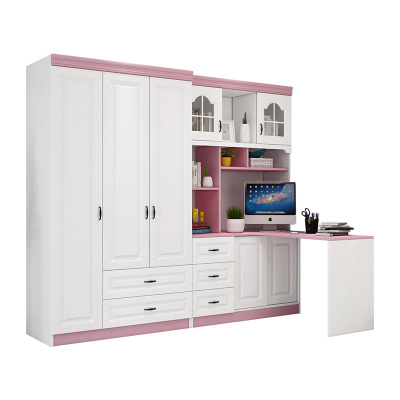 公主转角书桌书柜书架衣柜拐角桌