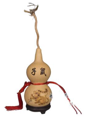 葫芦挂件十二生肖中国结天然大葫芦鼠丑牛亥猪家居客厅木葫芦摆件