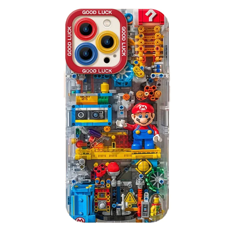 超级马里奥适用苹果16手机壳iphone17promax玛丽15机械14plus积木13mini男12新款11胶囊x液态