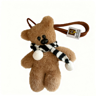 小红书围巾泰迪熊玩偶毛绒憨豆先生小熊书包汽车钥匙扣挂件配饰