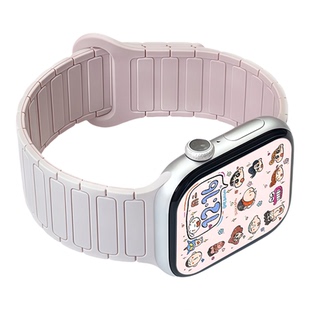 张婧仪同款适用苹果S11手表S10表带iWatch11磁吸硅胶AppleWatch10新款腕带S9版四季时尚高级女表链运动智能42
