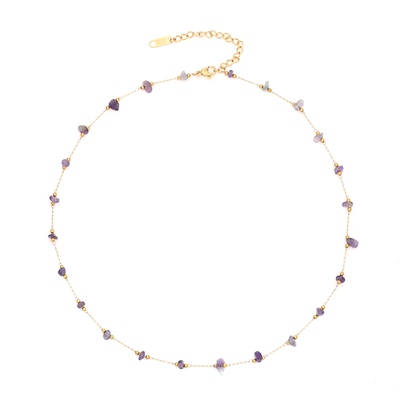 长春花蓝不规则碎石项链