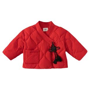 儿童羽绒服男童羽绒外套周岁衣服冬季上衣女童羽绒服童装短款红色