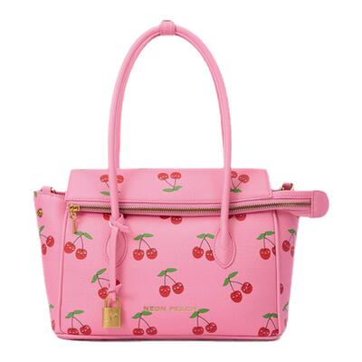 霓桃原创设计樱桃满印公文托特包