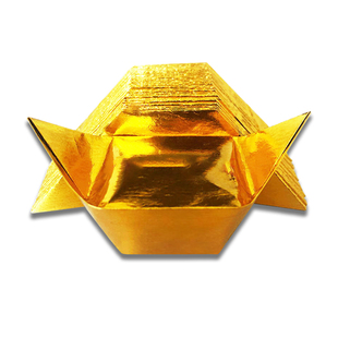 半成品大中小号切角手工折纸金银五彩烧纸送袋1000个批发包邮金色金元宝折叠