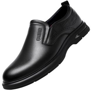 强人3515冬季男士皮鞋加绒加厚新款套脚商务休闲鞋子二棉棉鞋2025