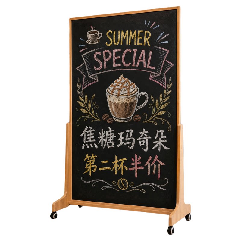 齐富可移动落地黑板屏风背景板