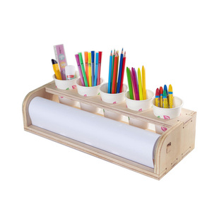 创意儿童桌面台式画架宝宝涂鸦简易实木画板绘画轴卷纸架美术包邮