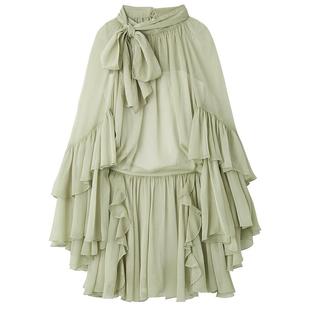 SNIDEL春夏款甜美仙女雪纺荷叶边衬衫短裙裤套装SWFO251130