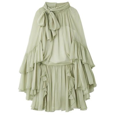 SNIDEL2025春夏新品甜美仙女雪纺荷叶边衬衫短裙裤套装SWFO251130