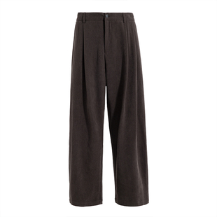 海上公路珠地纹雪尼尔休闲裤男士秋季垂坠松弛感百搭复古直筒长裤