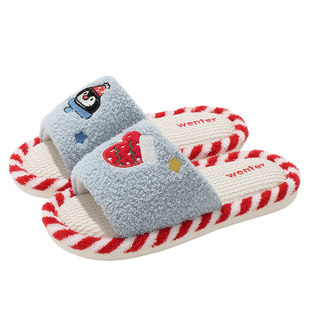 亚麻拖鞋女冬季2026新款可爱室内家居防滑静音四季棉麻布拖鞋春夏