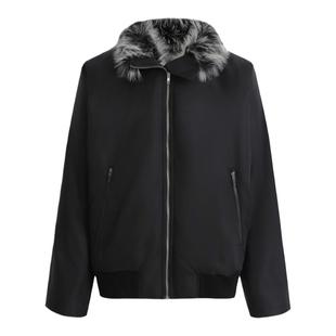 「GRNL」男女同款OVERSIZE环保皮草拼接内胆加厚绒高领飞行员夹克