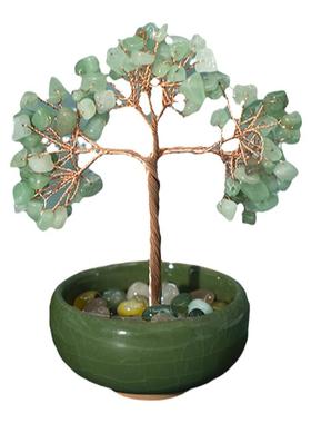 天然水晶新中式福星高照摆件纯手工桌面摆设卧室办公室客厅财宝树