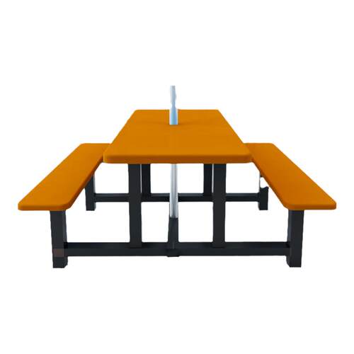 玻璃钢连体餐桌组合插伞公司员工饭堂餐桌餐厅四位定制食堂餐桌椅