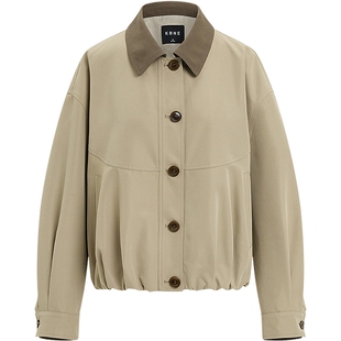 KBNE巴恩风短款外套女2026春季新款小个子卡其色风衣气质长袖上衣