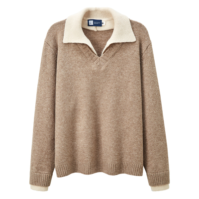 秋冬假两件加厚翻领宽松毛衣男