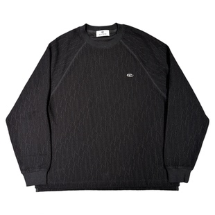 BY3春季新款肌理感纯色圆领卫衣男韩系宽松丝滑垂感内搭打底上衣