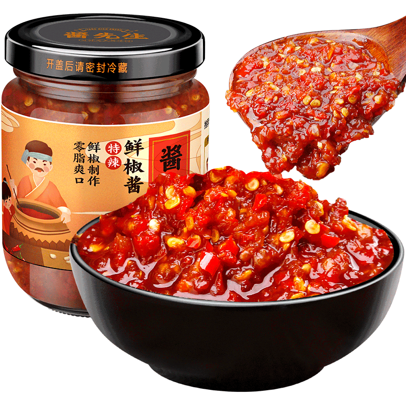 【交個朋友】醬先生辣椒醬鮮椒0油低脂辣椒醬健身拌面拌飯下飯菜