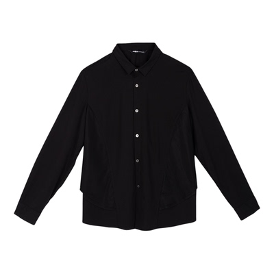 odbo/欧迪比欧通勤暗黑风长袖衬衫女秋冬百搭单排扣高级感上衣