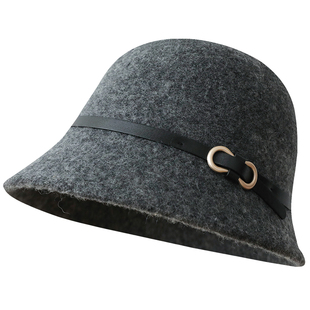 法式赫本风羊毛礼帽女秋冬复古优雅圆顶渔夫帽高级感留洋千金帽子