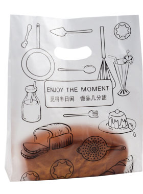 面包店烘焙包装手提印塑料袋子