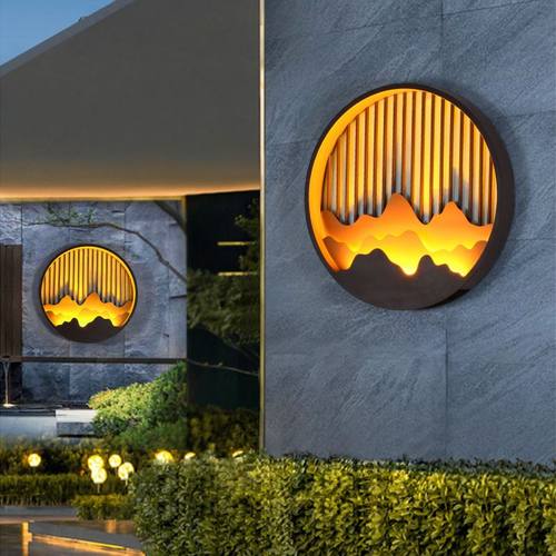 户外壁灯防水庭院灯别墅花园景观灯新中式山水画室外大门灯外墙灯