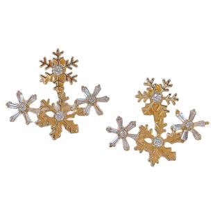 金色前后式锆石雪花耳环女2025新款爆款高级感耳钉适合冬天的耳饰