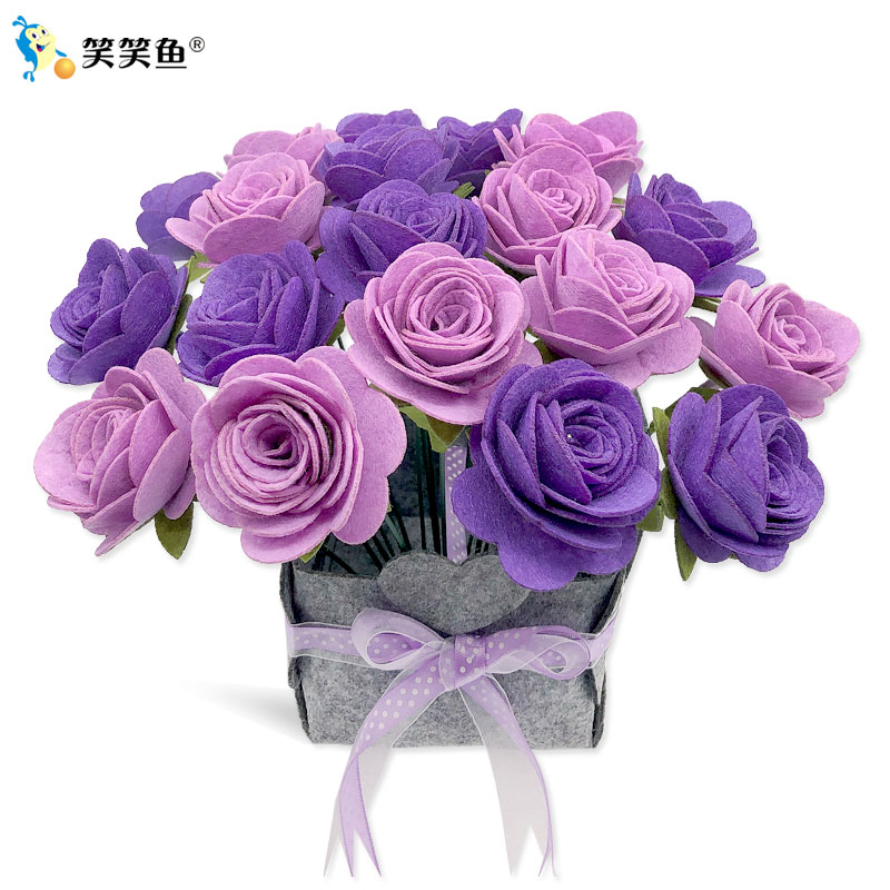 玫瑰花束diy材料包仿真花朵成人手工制作不织布花盆母亲节礼物