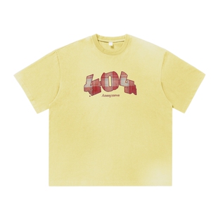 男士黄色短袖男款夏纯棉宽松t恤男2026新款美式情侣衣服男款半袖