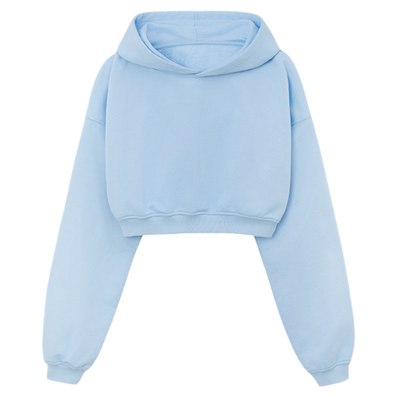GooBeeFeel女童25秋冬新品小个子运动纯棉宽松连帽短款高腰卫衣