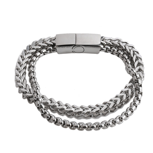 PDSTYLE 冷淡风双层方形龙骨手链男士简单大方高级感钛钢手环饰品