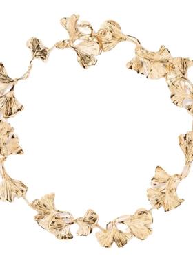 Aurelie Bidermann小众冷淡风金属拼接气质高级感银杏叶子锁骨链