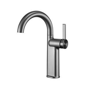 eoco浴室面盆水龙头卫生间洗手池台上盆旋转冷热龙头奶白枪灰MU16