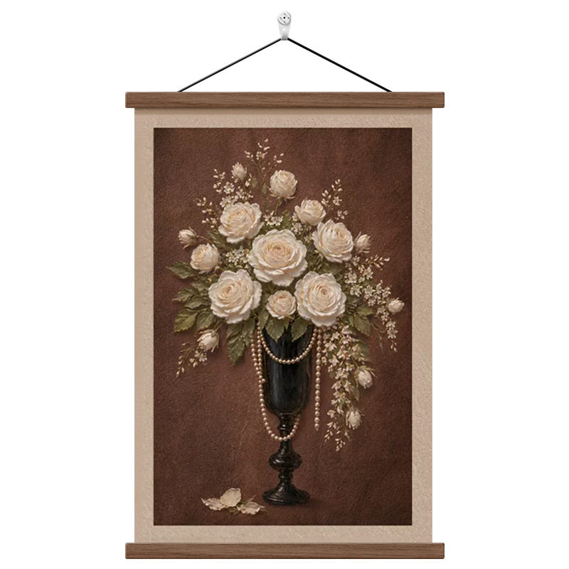 中古风花漾雅韵客厅装饰画高级感